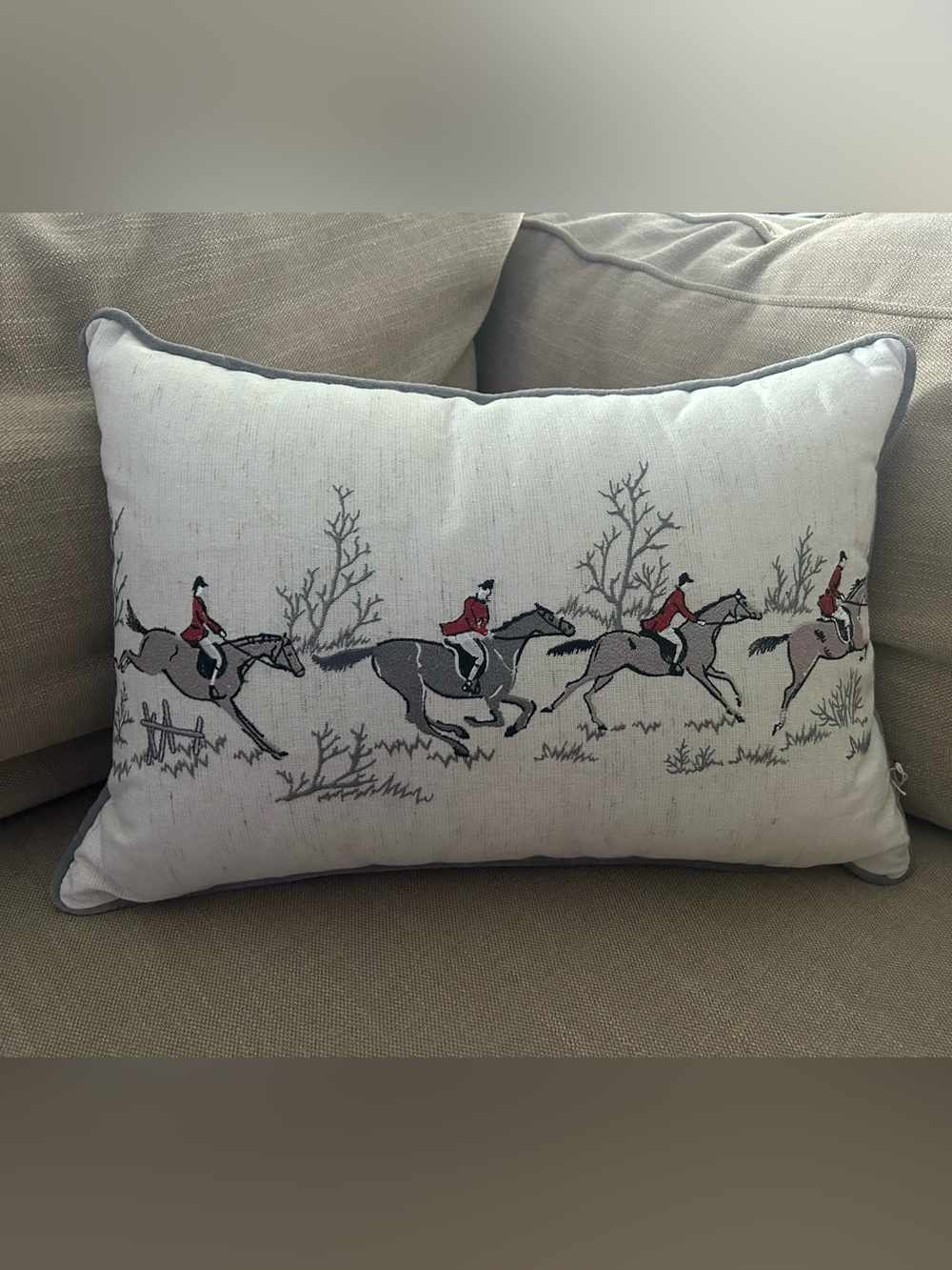 “New” Retreat by Secret Celebrity Equestrian Accent Pillow with Red Riders